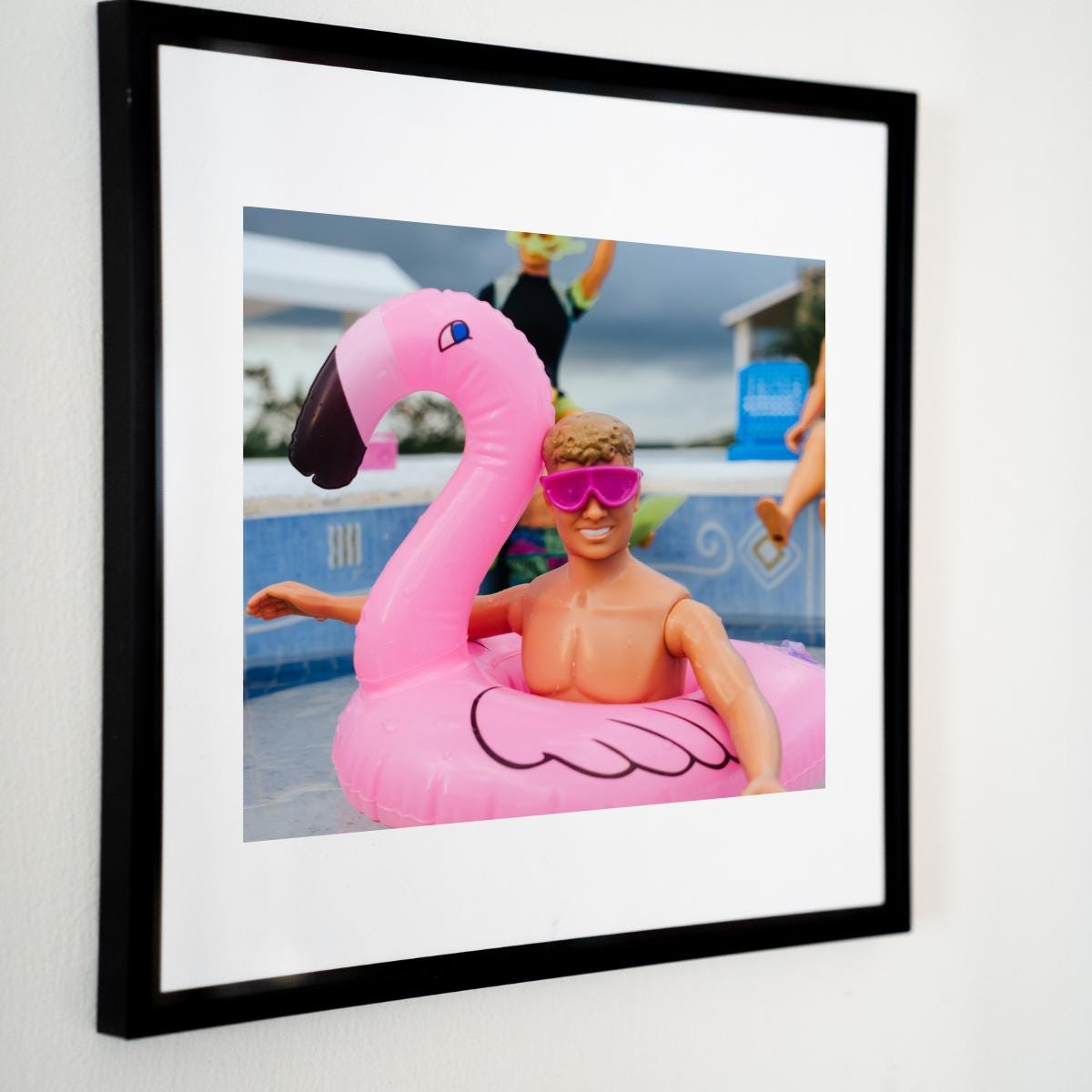 Flamingo Friend – Pool Party Vacation Summer Fun Photo Print, NKOTB Dolls in Akumal, Mexico, Funny Home Decor Gift
