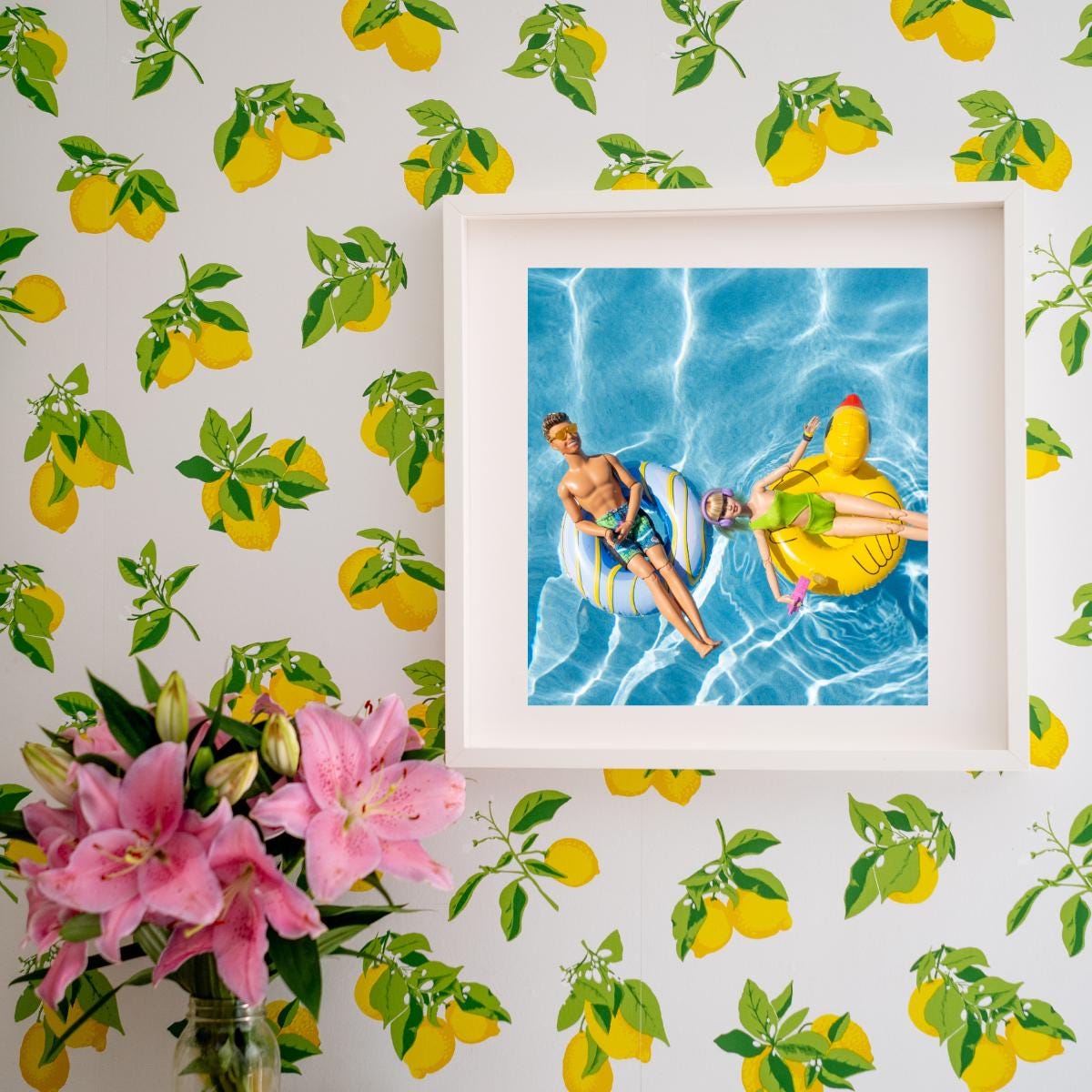 Custom Doll Pool Float Print – Fun Summer Couple Photography