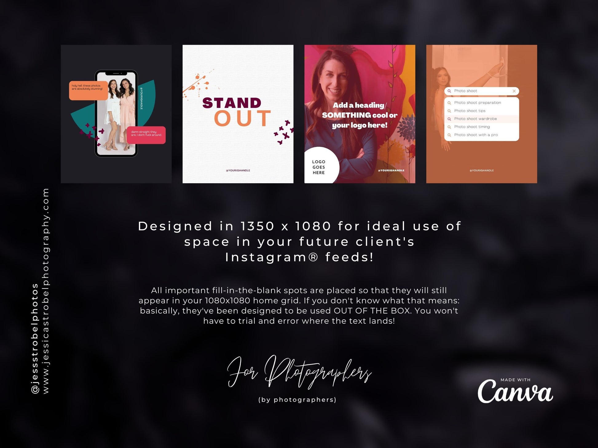 Photographer Social Media Canva Templates | Colorful, Bright, Vibrant Branding