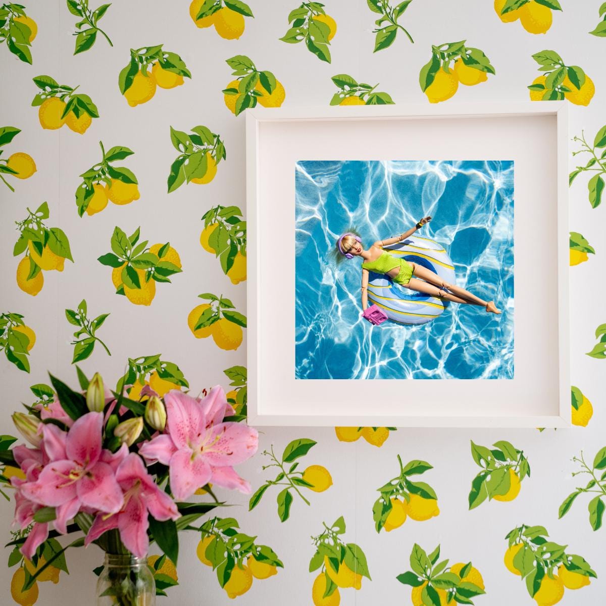 Fun Doll Pool Float Art Print – Vibrant Summer Photography