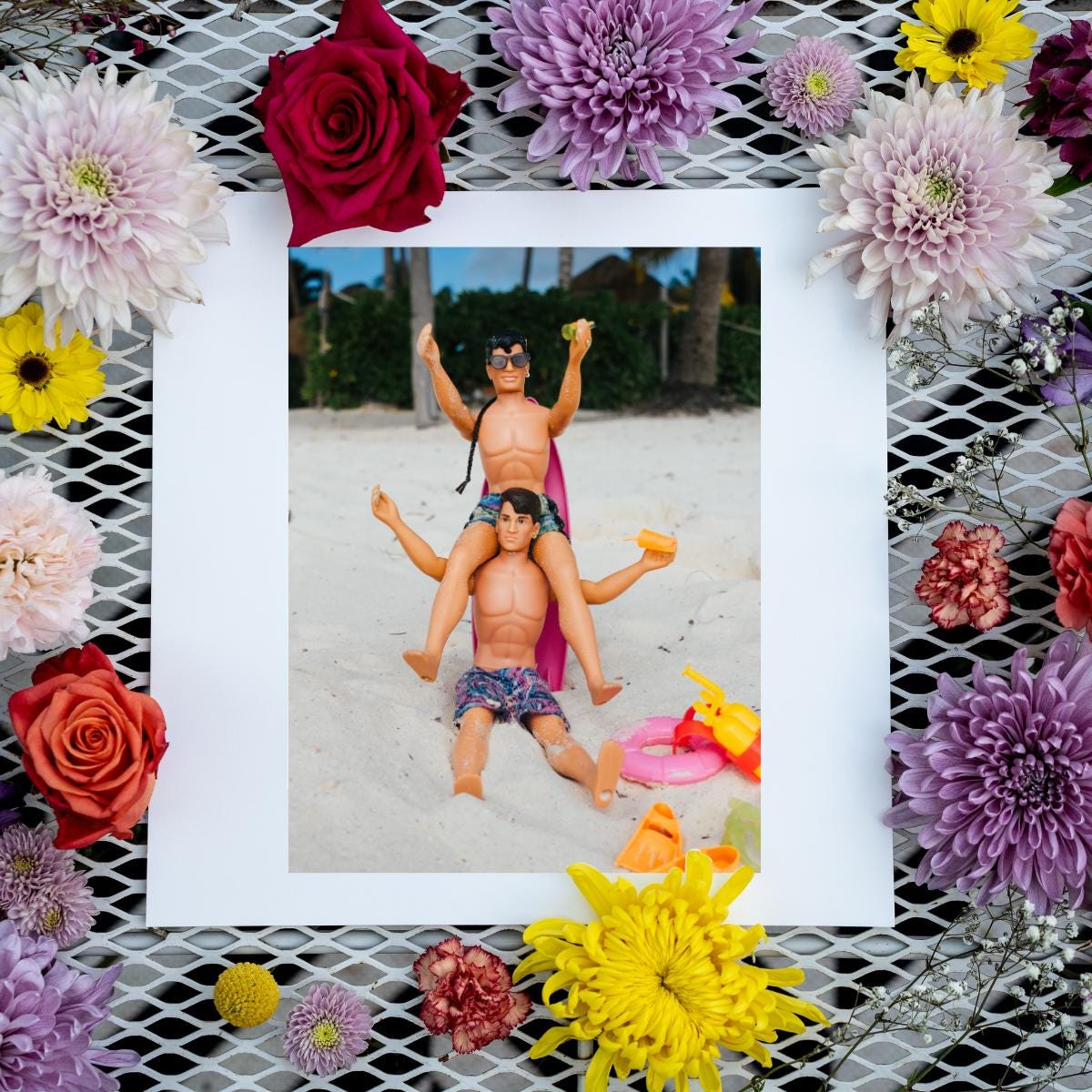 Shoulder Ride Shenanigans – Knight Bros Beach Day, NKOTB Dolls in Akumal, Mexico, Fun Home Decor Gift