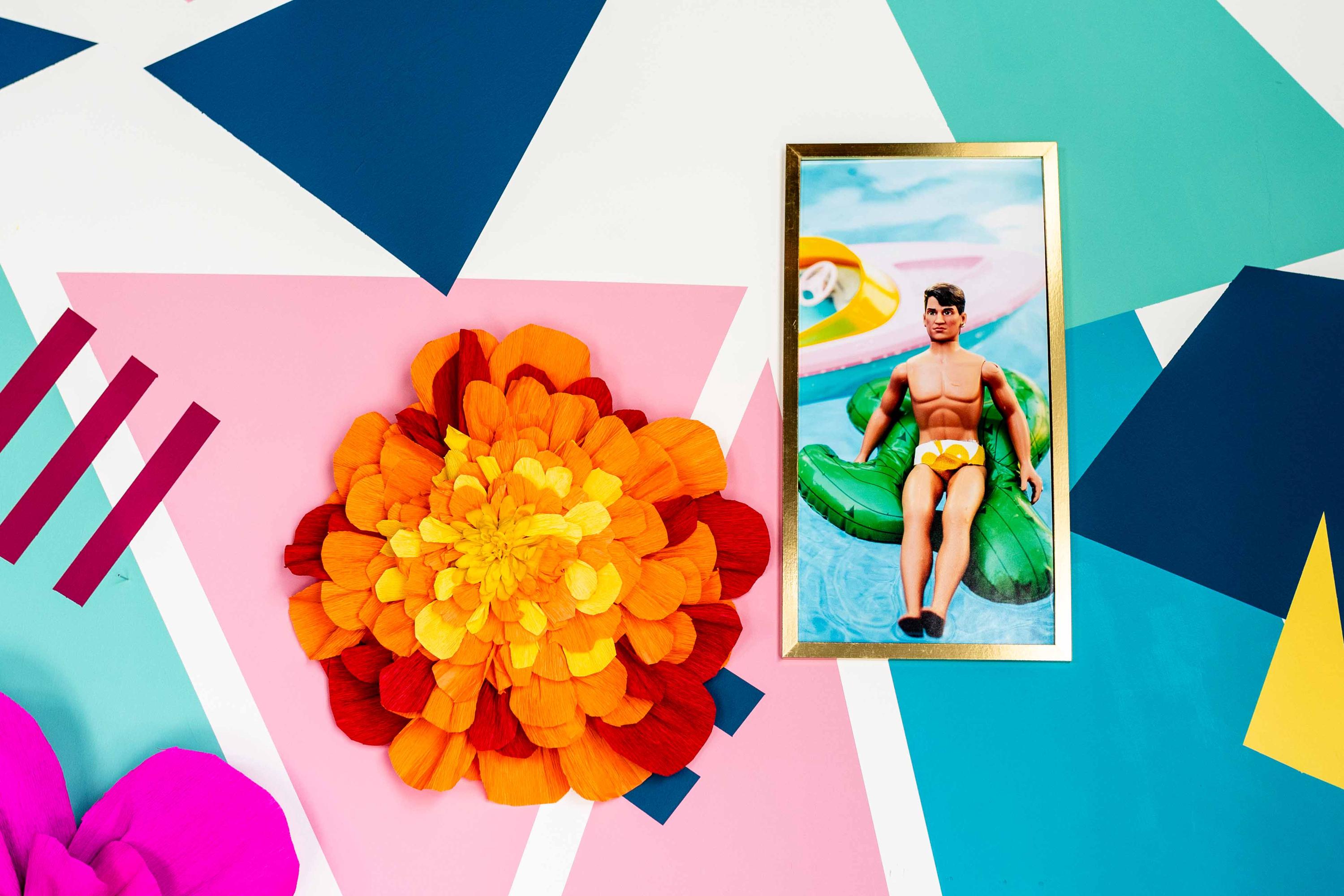 Boy From The City  — Vibrant New Kids on The Block Doll Poolside Art Print, Summer Birthday Gift, Unique Home Decor, Eclectic Pool Boy Band