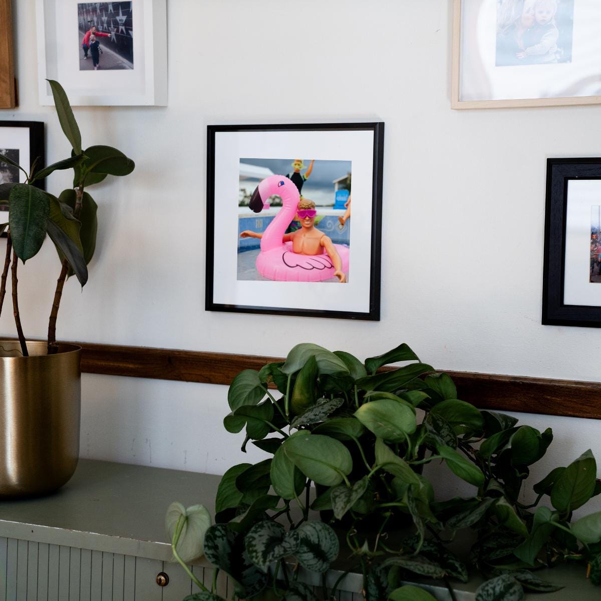 Flamingo Friend – Pool Party Vacation Summer Fun Photo Print, NKOTB Dolls in Akumal, Mexico, Funny Home Decor Gift