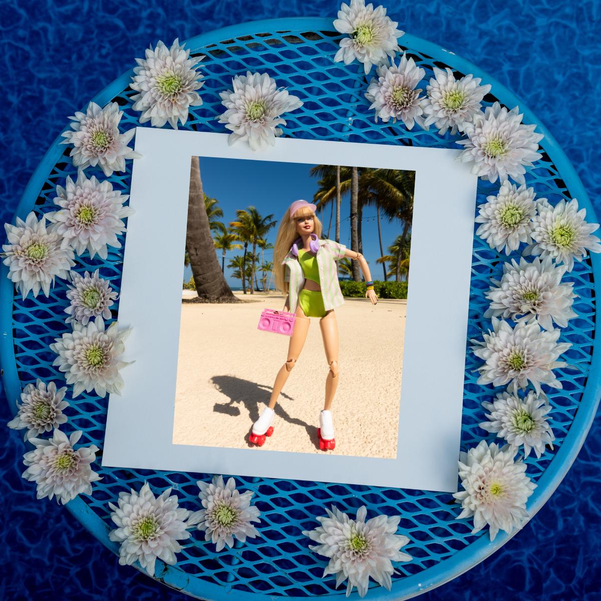 Barbie Doll Roller Skating Beach Print – Retro 90s Summer Vibes