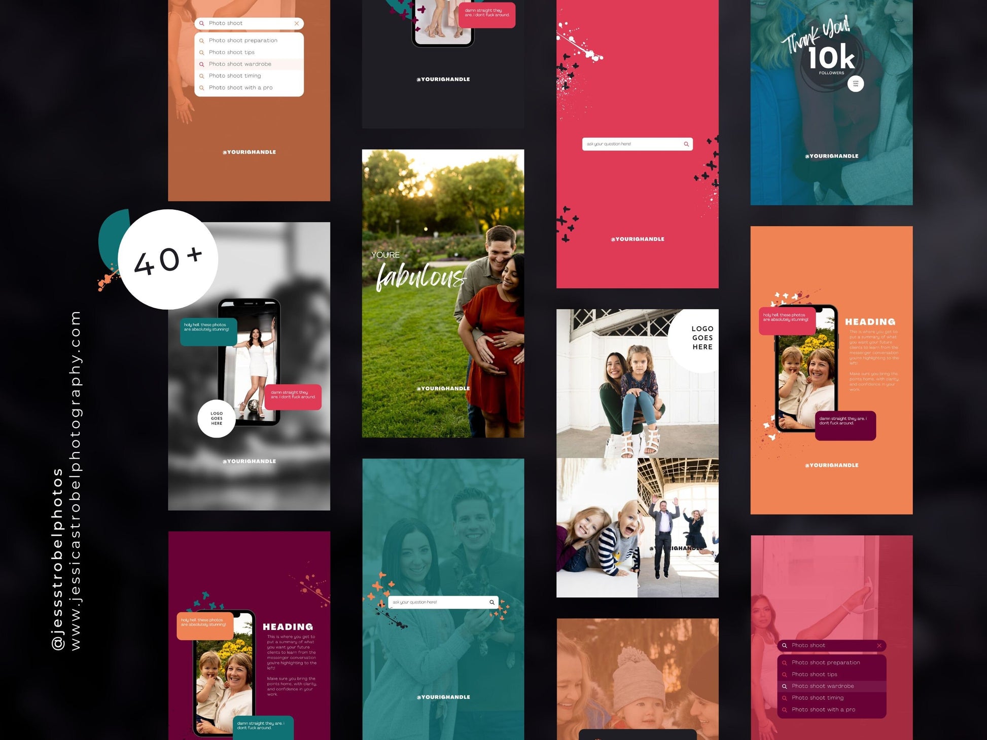 Photographer Social Media Canva Templates | Colorful, Bright, Vibrant Branding