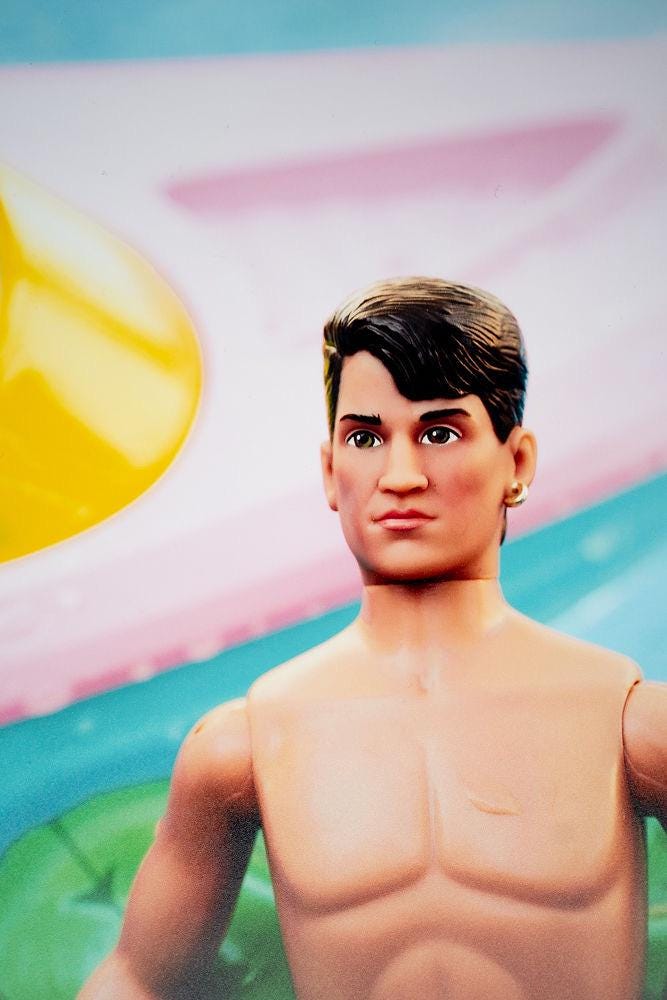 Boy From The City  — Vibrant New Kids on The Block Doll Poolside Art Print, Summer Birthday Gift, Unique Home Decor, Eclectic Pool Boy Band