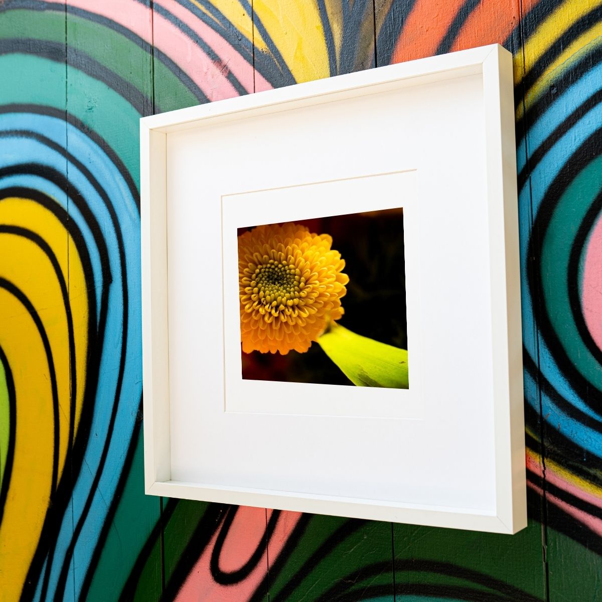 Be Someone’s Sunshine – Vibrant Yellow Chrysanthemum Art Print, Textured Macro Photography, Elegant Colorful Home Decor