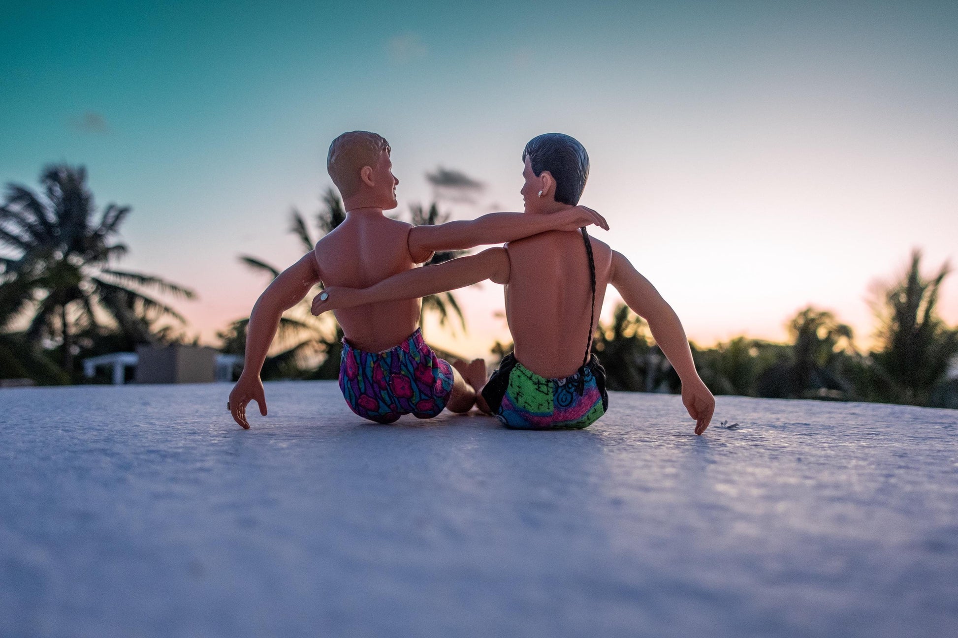 Joey McIntyre and Jordan Knight Beach Bros in Akumal Mexico Sunset Art Print
