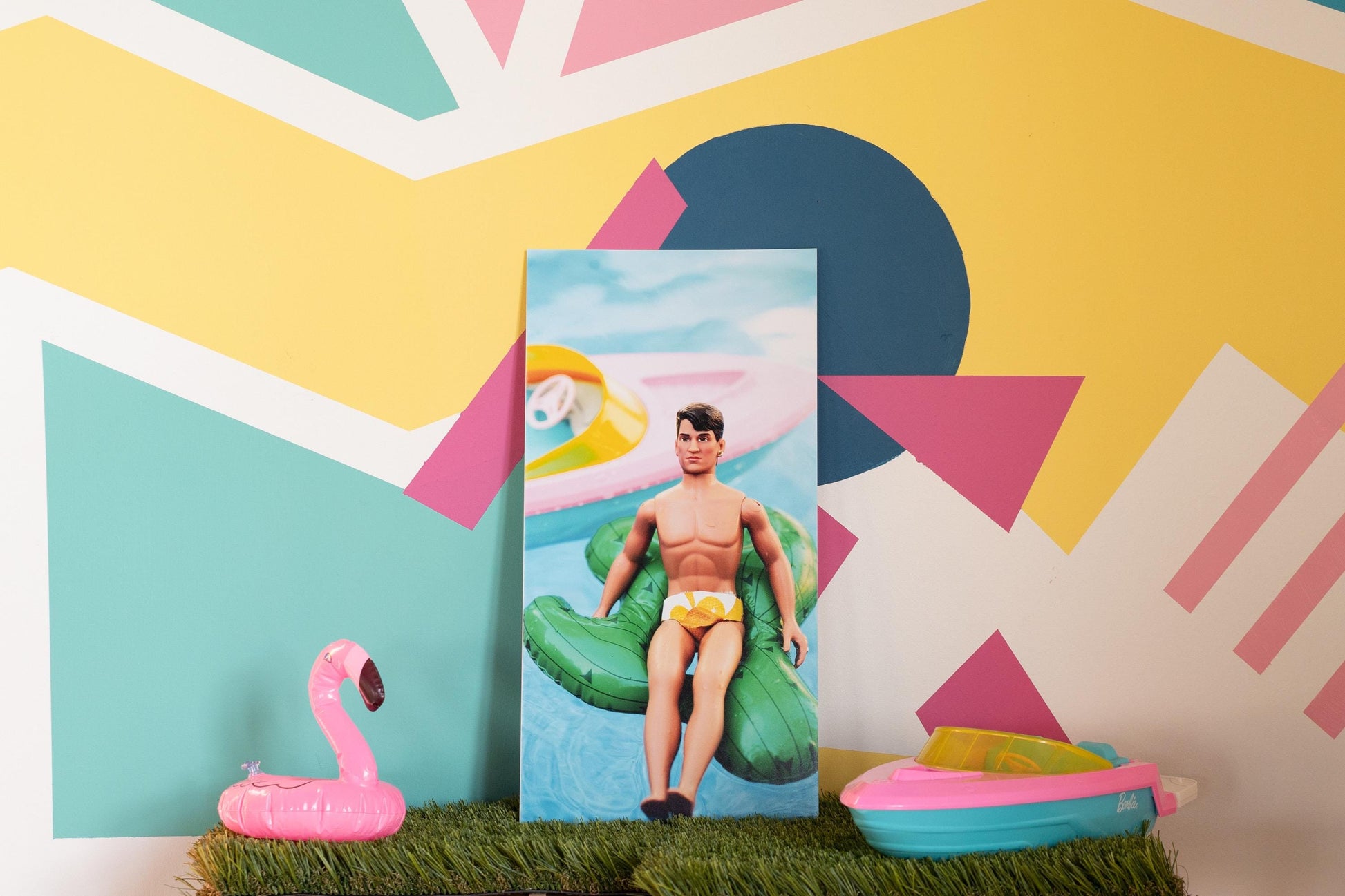 Boy From The City  — Vibrant New Kids on The Block Doll Poolside Art Print, Summer Birthday Gift, Unique Home Decor, Eclectic Pool Boy Band