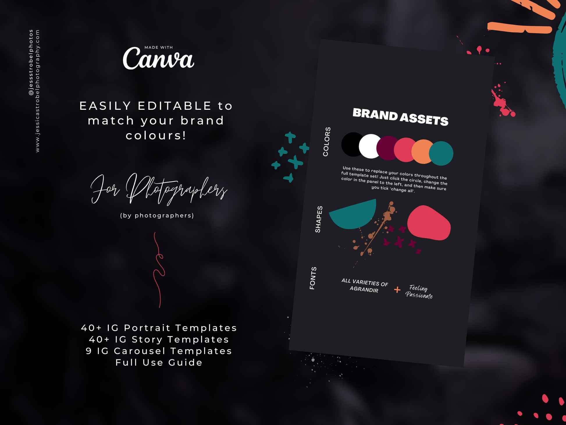 Photographer Social Media Canva Templates | Colorful, Bright, Vibrant Branding
