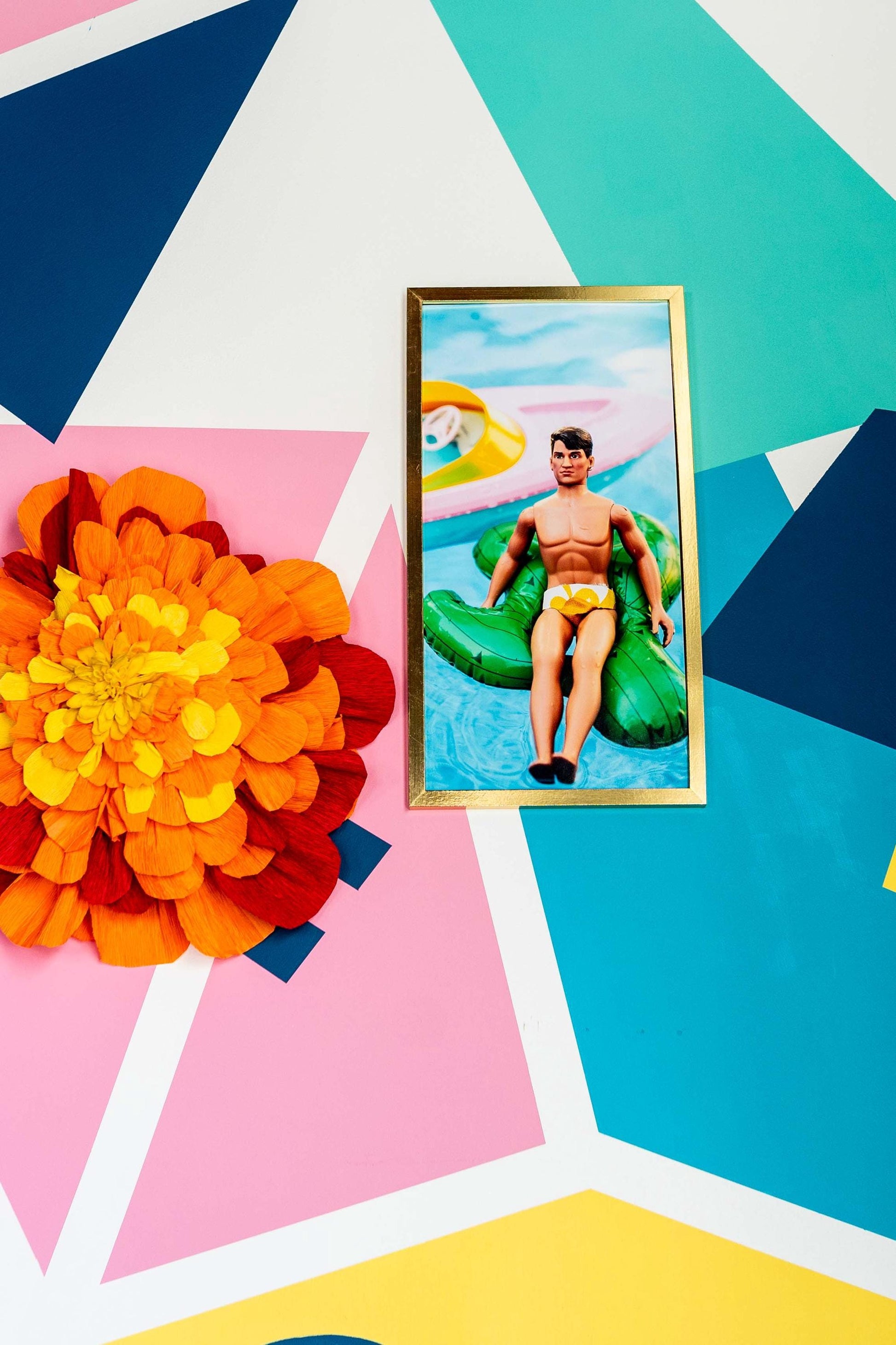 Boy From The City  — Vibrant New Kids on The Block Doll Poolside Art Print, Summer Birthday Gift, Unique Home Decor, Eclectic Pool Boy Band