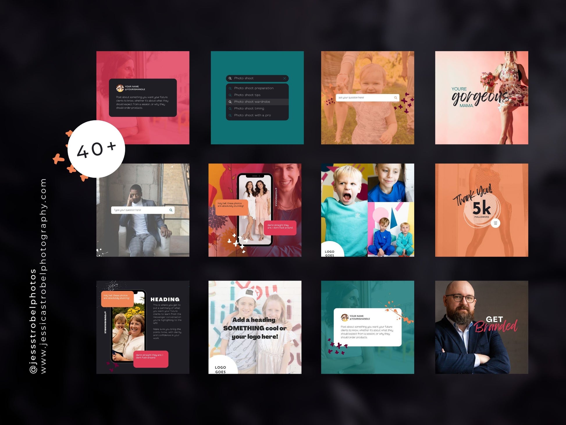 Photographer Social Media Canva Templates | Colorful, Bright, Vibrant Branding