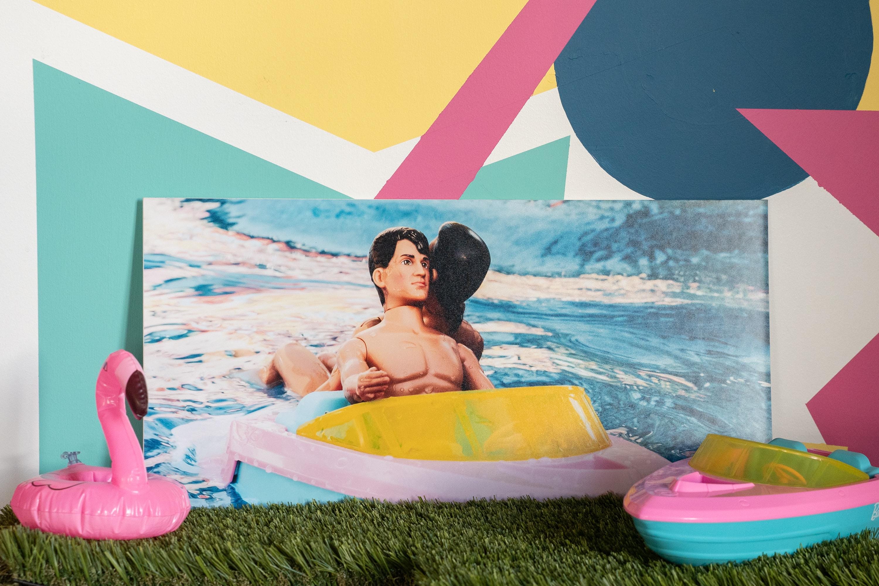 I Think About You in the Summertime — Nostalgic New Kids on The Block Doll Art Print, Pool Party Gift, Fun Home Decor, Colorful 80s Boy Band