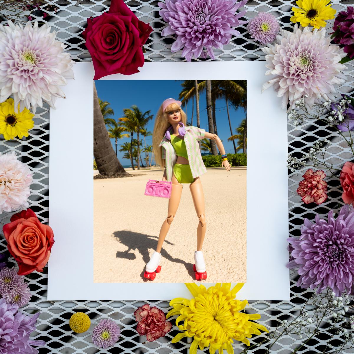 Barbie Doll Roller Skating Beach Print – Retro 90s Summer Vibes