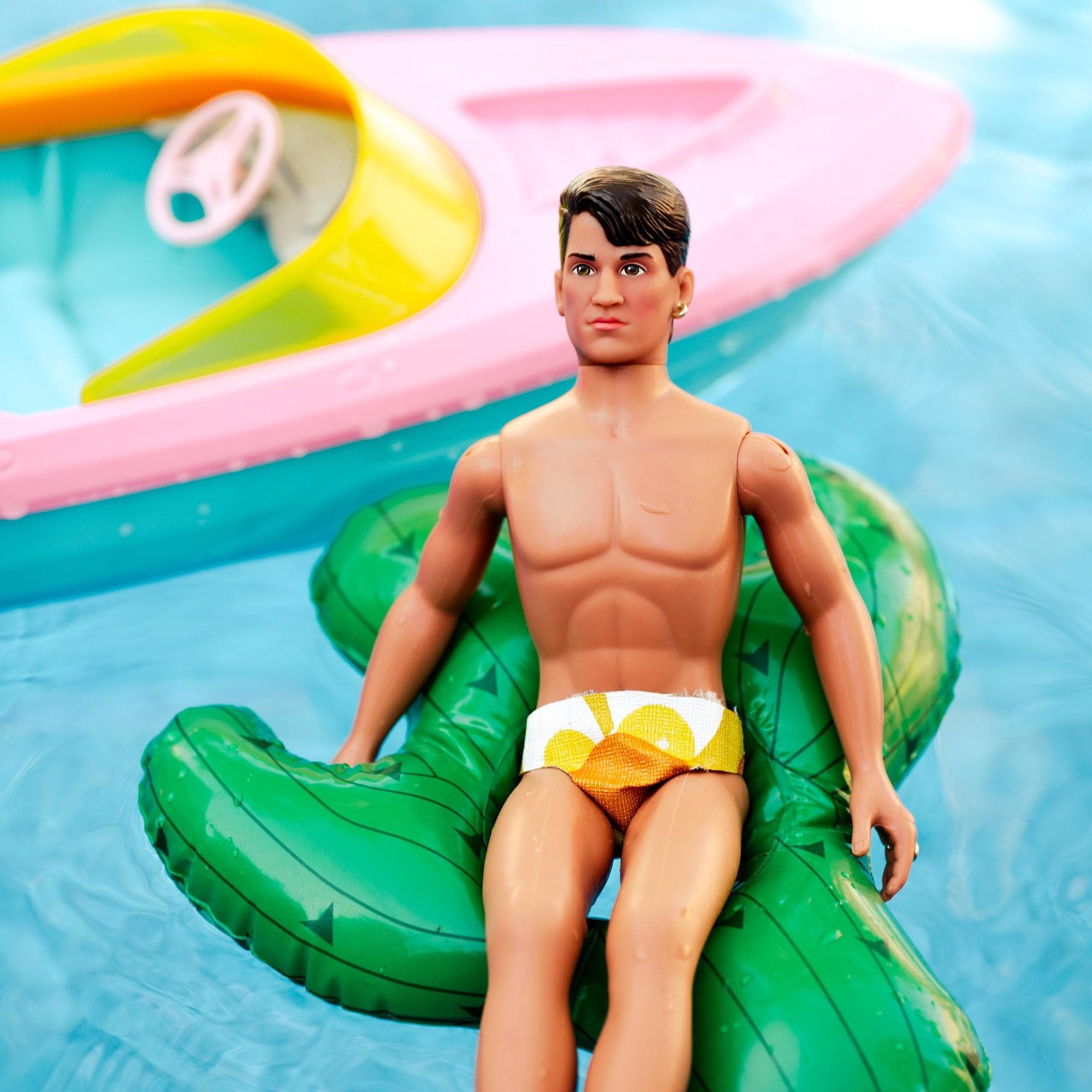 NKOTB Jonathan Knight Doll Art Print: 90s Nostalgia Poolside Decor