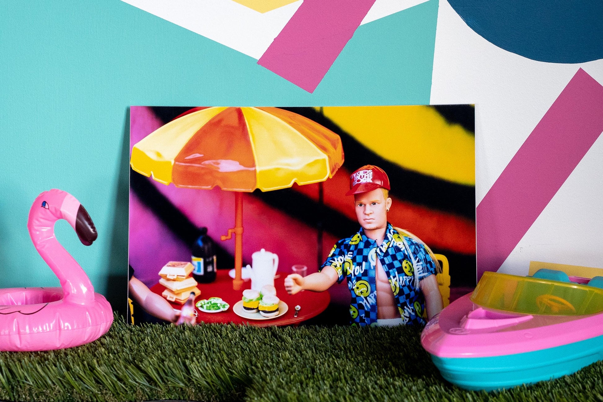 Sittin’ Here - Colorful New Kids on The Block Barbie Doll Summertime Meal Art Print