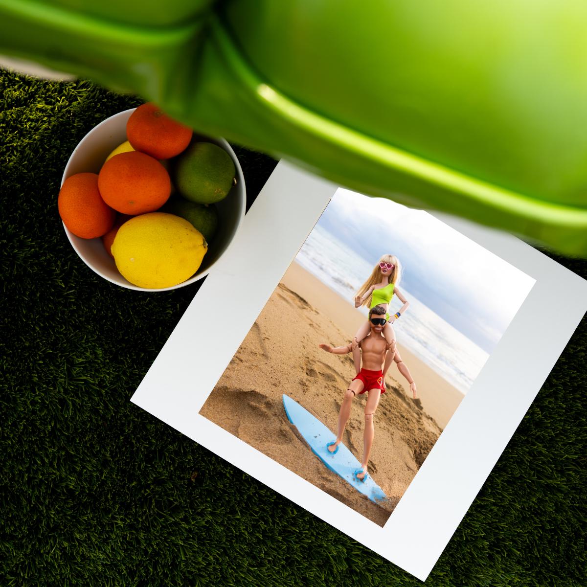 Celebrity Vacation Doll Surfing Print – Playful Beach Photography
