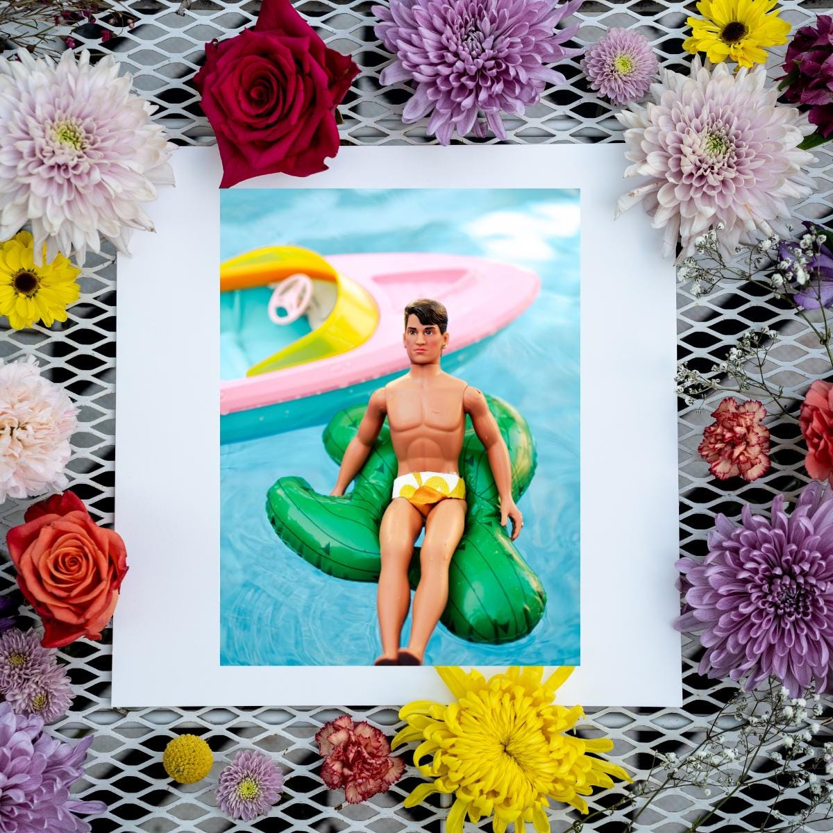 NKOTB Jonathan Knight Doll Art Print: 90s Nostalgia Poolside Decor