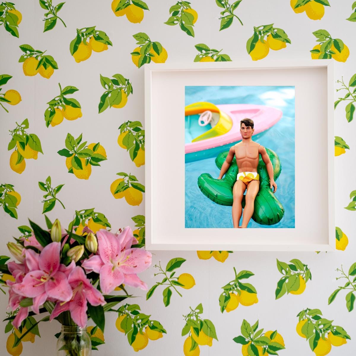 NKOTB Jonathan Knight Doll Art Print: 90s Nostalgia Poolside Decor