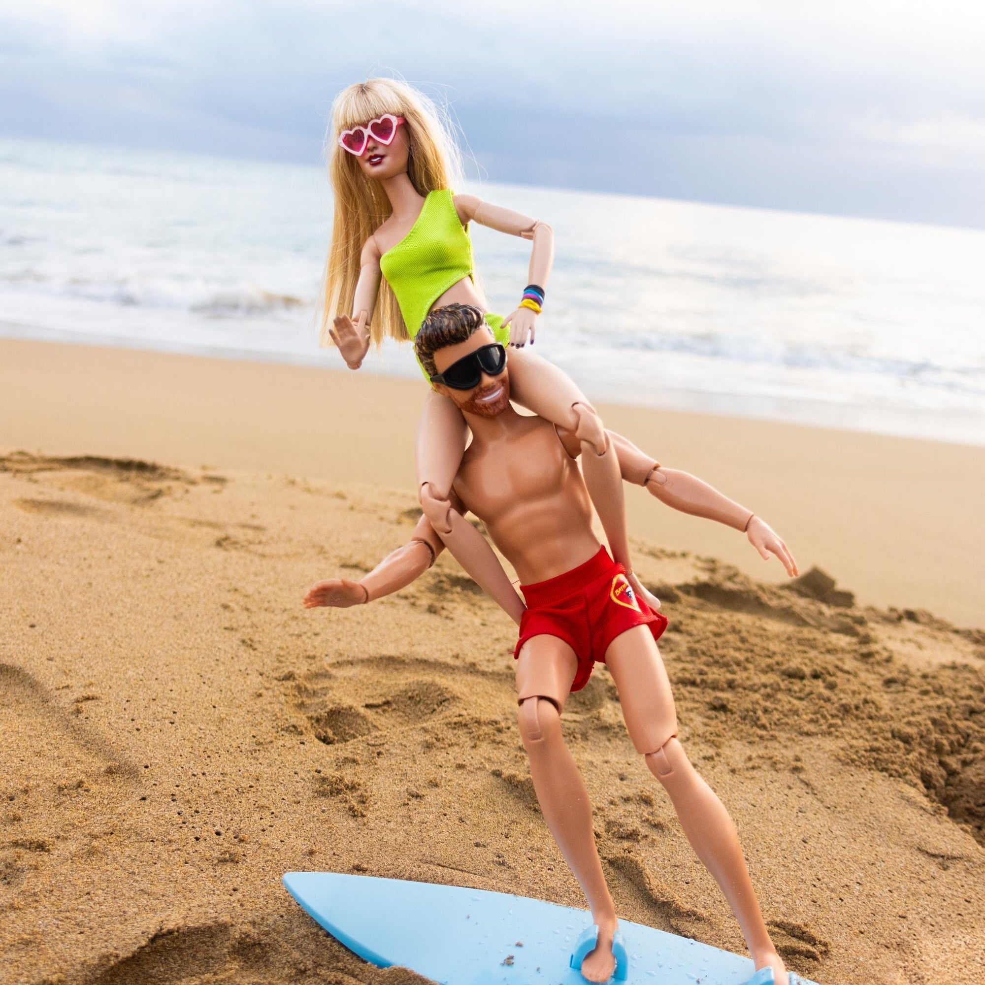 Celebrity Vacation Doll Surfing Print – Playful Beach Photography