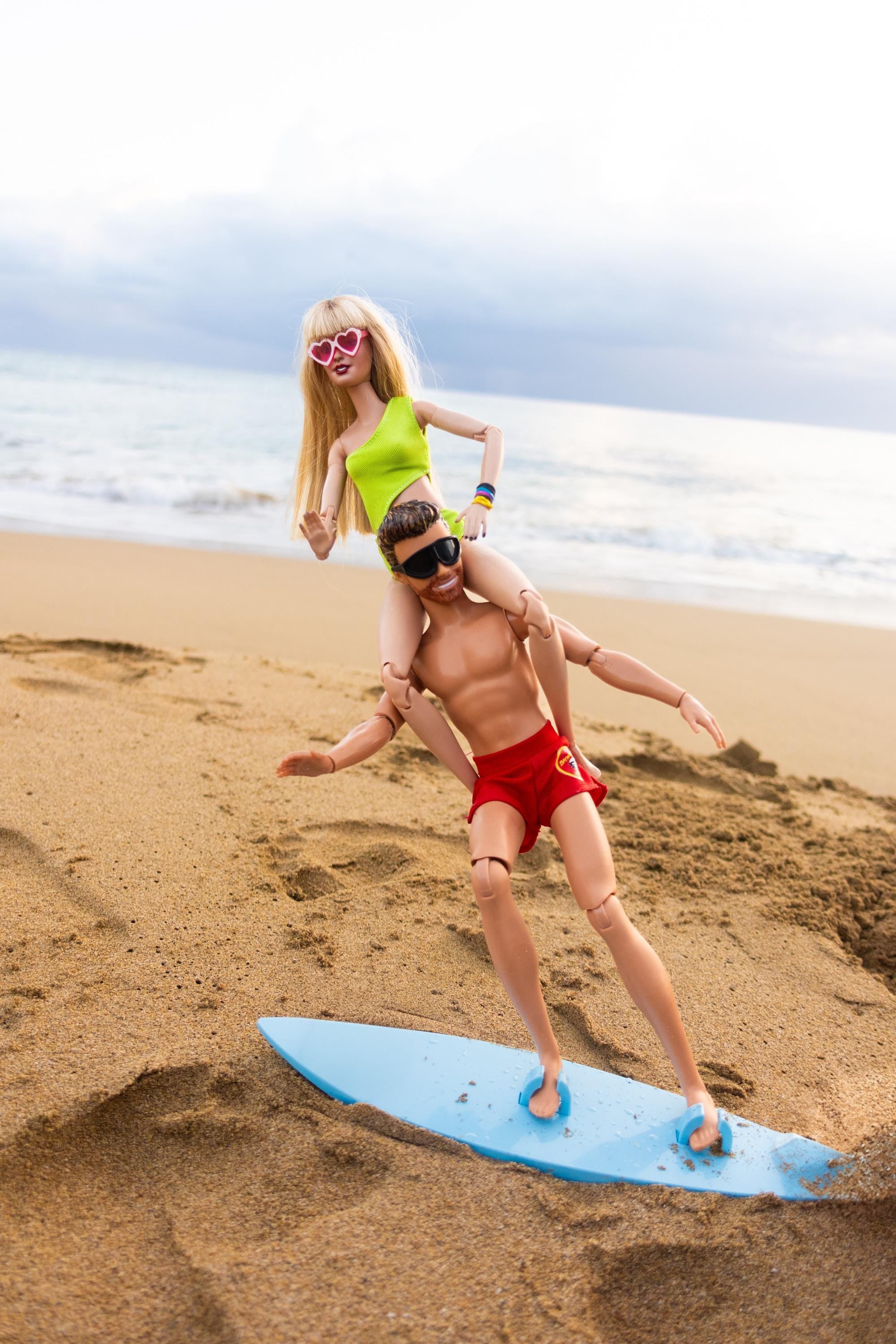 Celebrity Vacation Doll Surfing Print – Playful Beach Photography