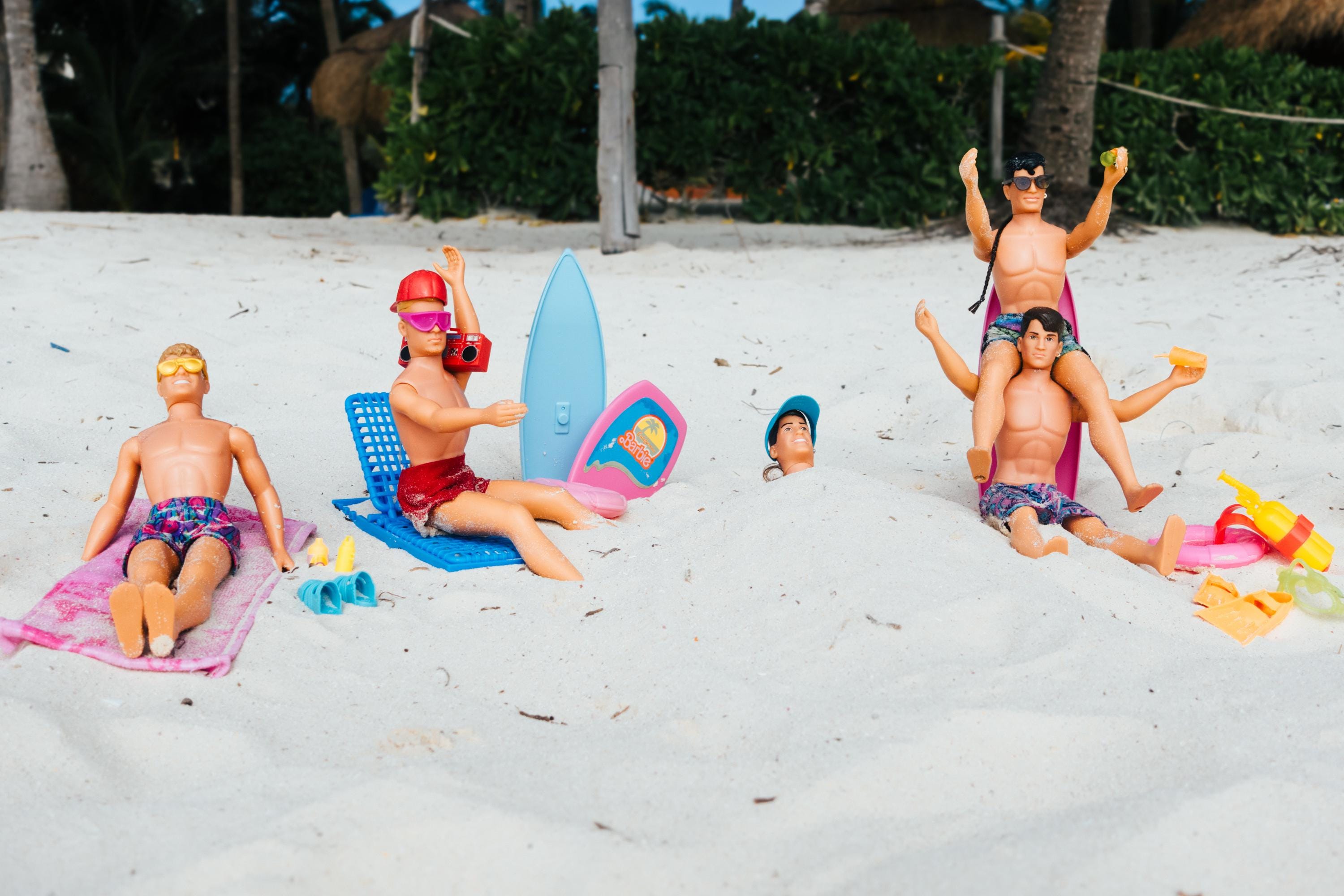 Silly Sand Schennigans – NKOTB Dolls in Akumal, Mexico, Funny Home Decor Gift