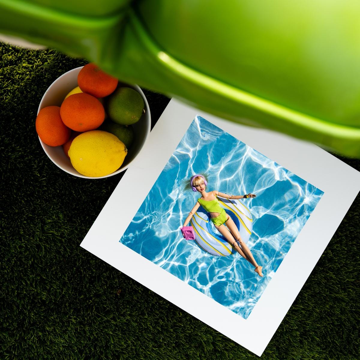 Fun Doll Pool Float Art Print – Vibrant Summer Photography
