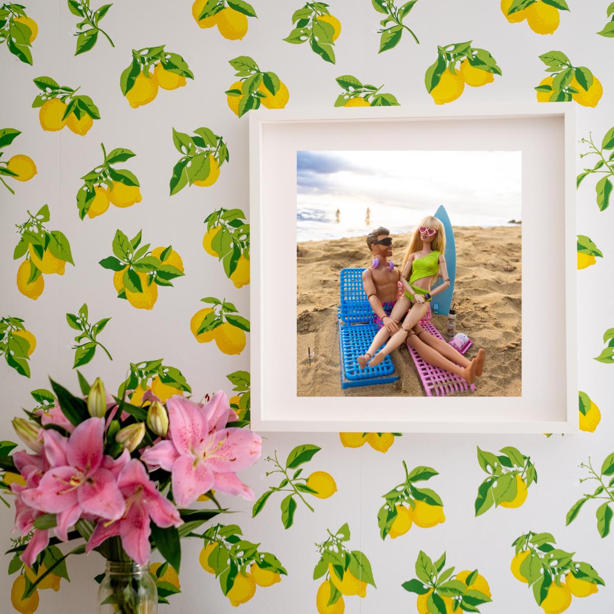 Taylor Travis Custom Celebrity Doll Couple Beach Print – Romantic Summer Scene