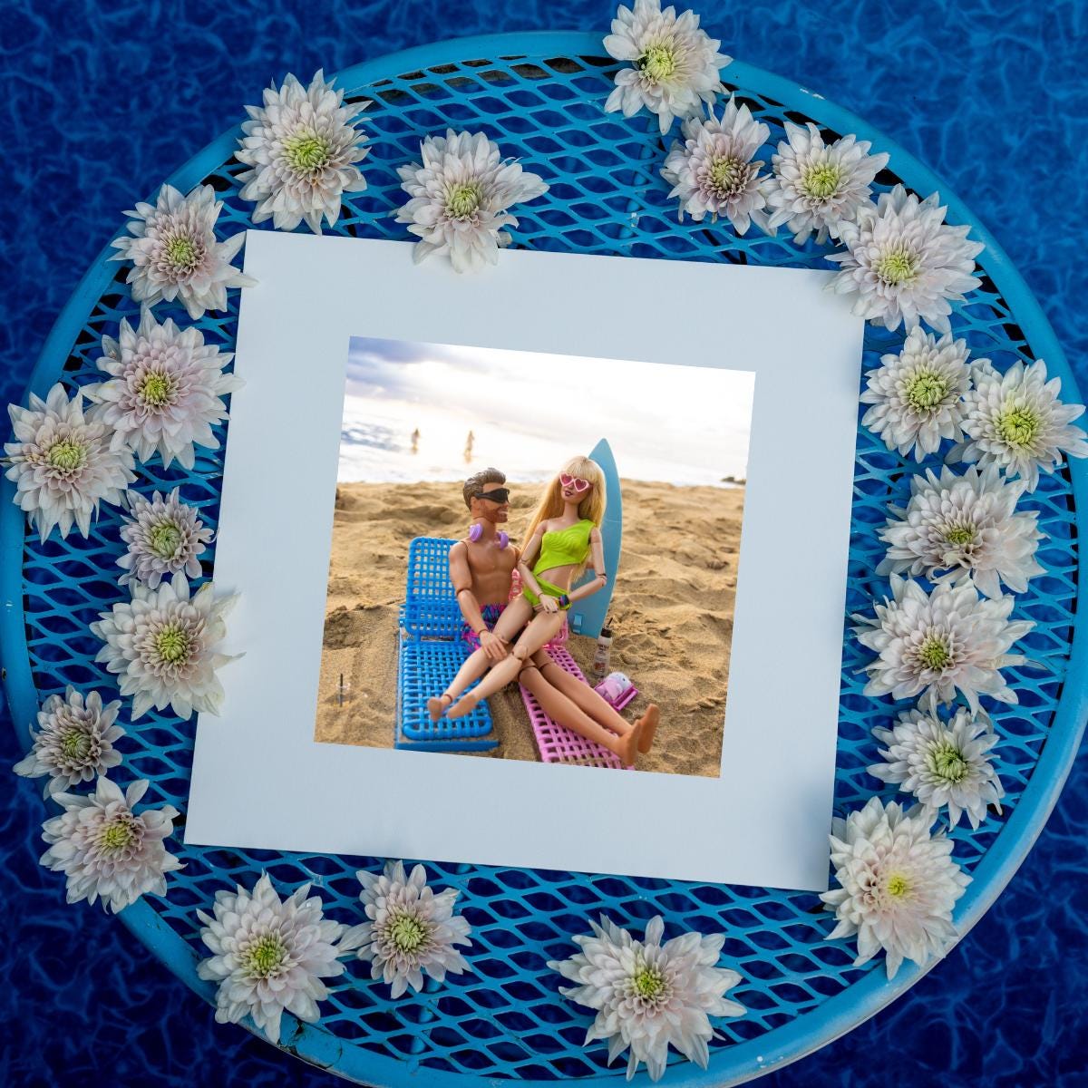 Taylor Travis Custom Celebrity Doll Couple Beach Print – Romantic Summer Scene