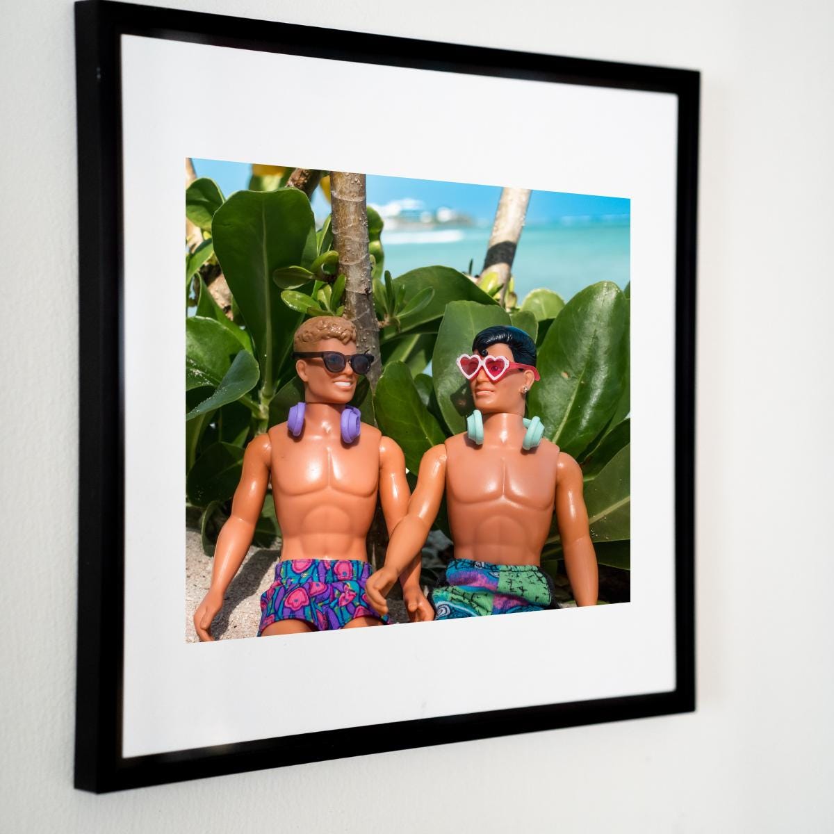 NKOTB Beach Print: Joey McIntyre & Jordan Knight Dolls - Retro Boy Band Art