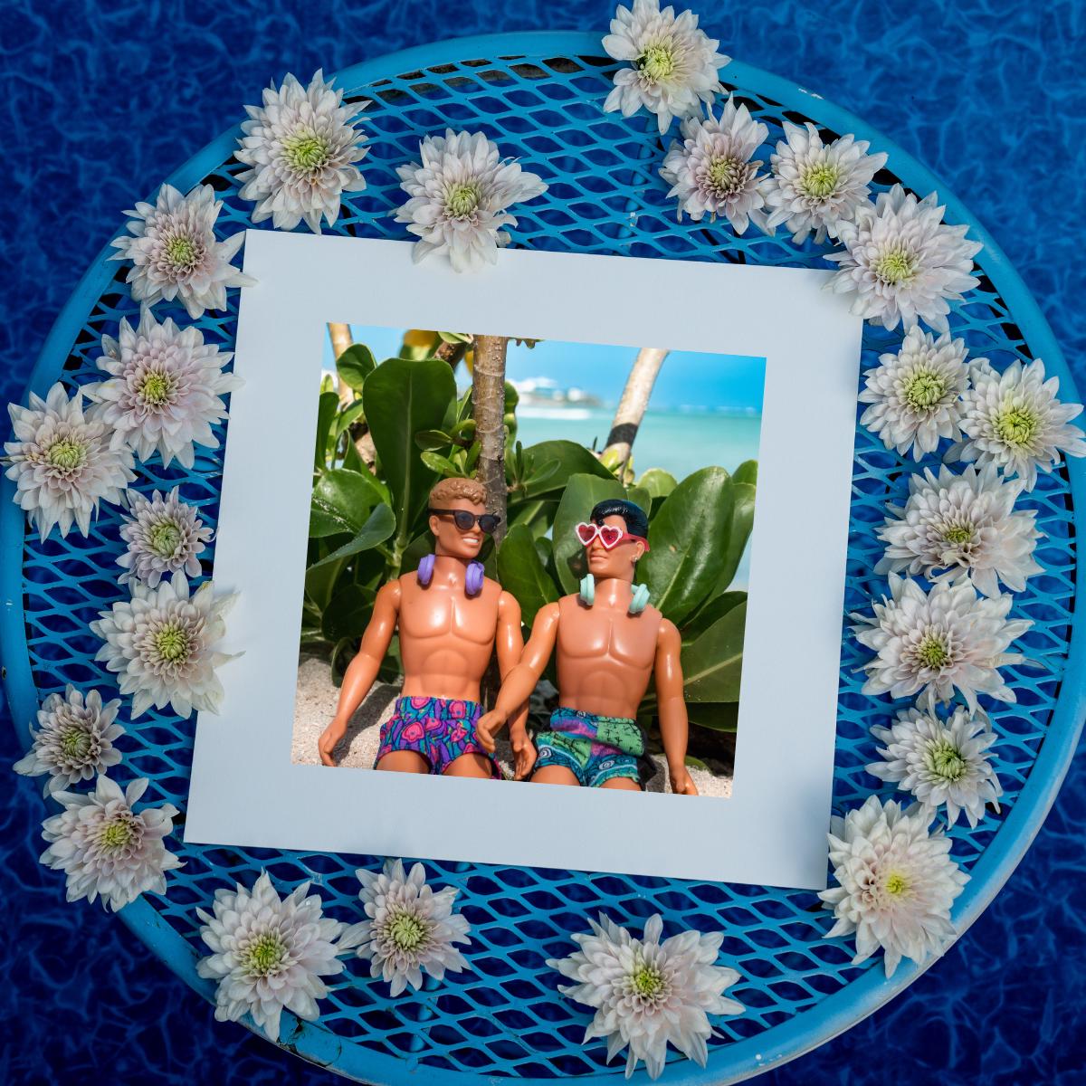 NKOTB Beach Print: Joey McIntyre & Jordan Knight Dolls - Retro Boy Band Art