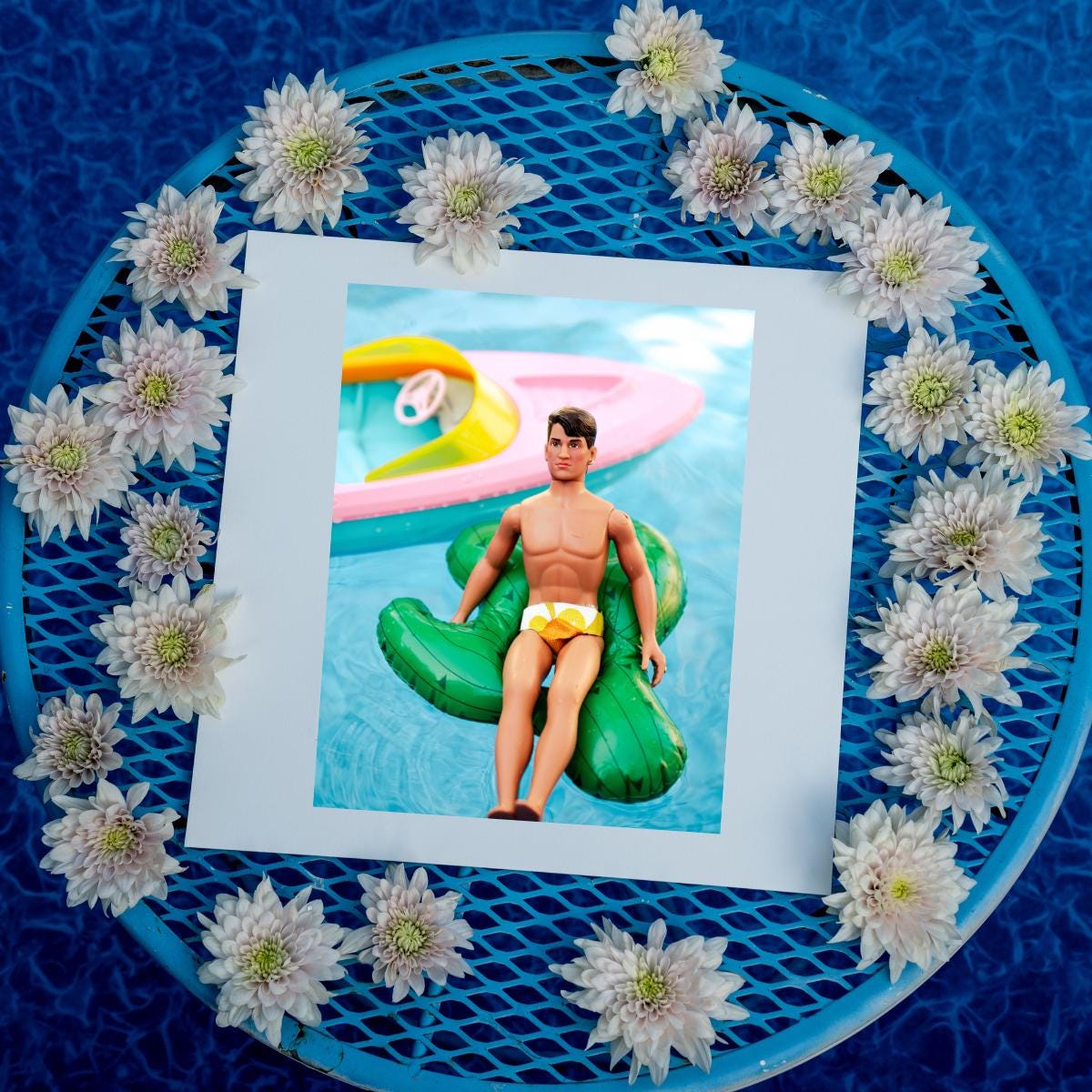 NKOTB Jonathan Knight Doll Art Print: 90s Nostalgia Poolside Decor