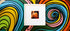 A framed floral art print featuring golden-orange flowers is displayed against a vibrant, multicolored swirl mural. The striking contrast between the warm floral tones and the bold, abstract background enhances the artistic appeal.